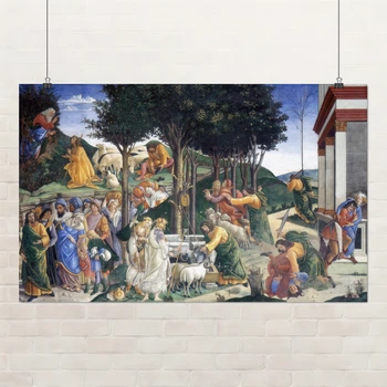 Постер Юность Моисея, Сандро Боттичелли, Sandro Botticelli, Youth of Moses, A3 26×42 см (id6960)