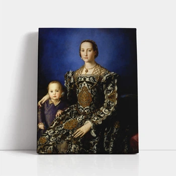 Інтер'єрна картина Портрет Елеонори Толедської, Бронзіно, Bronzino, Portrait of Eleonora di Toledo, 37×30 см (id6964)