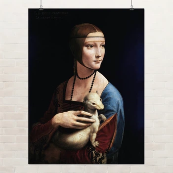 Постер Дама с горностаем, Леонардо да Винчи, Leonardo da Vinci, Lady with an Ermine, A3 40×30 см (id6951)