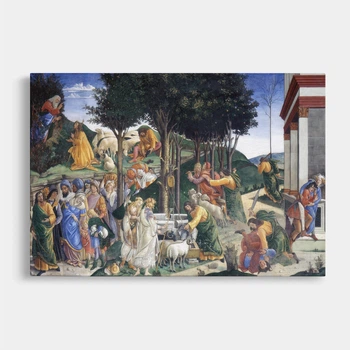 Интерьерная картина Юность Моисея, Сандро Боттичелли, Sandro Botticelli, Youth of Moses, 26×42 см (id6960)