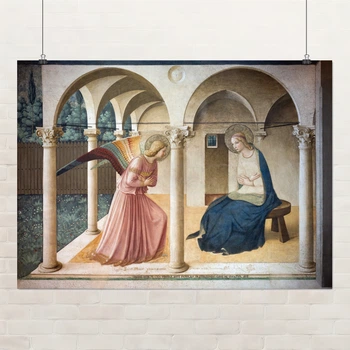 Постер Благовещение, Фра Анджелико, Fra Angelico, Annunciation, A3 30×41 см (id6970)