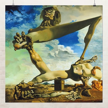 Постер Мягкая конструкция с варёными бобами, Сальвадор Дали, Salvador Dalí, A3 30×30 см (id6994)