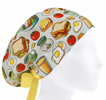 Медицинская шапочка женская HeadwearUniverse универсальная принт Завтрак