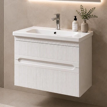 Тумба ARIA белый матовый с умывальником Fenova 65 см. (подвесная)