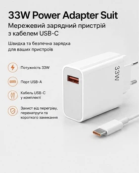 Зарядное устройство для Xiaomi Turbo Charger 33W с кабелем комплект Fast Charger Adapter MDY-11-EZ для Redmi Note Poco. Быстрая зарядка