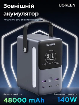 Power Bank UGREEN 300W 48000mAh Lifepo4 PD 3.1 PB770 Gray (Asian