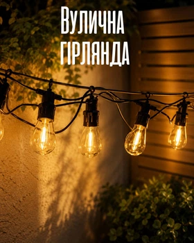 Уличная ретро гирлянда 5 м на 10 лампочек E27 / декоративная LED гирлянда для сада и террасы желтый свет