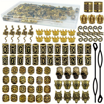 Набор бусин для дредов, бороды и волос 87 шт./компл. [DX311516/87pcs] Viking