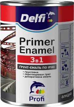 Грунт-емаль по іржі 3 в 1, сірий, ТМ «Delfi» -0.9 кг