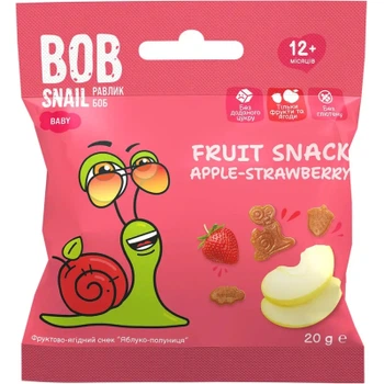 Детские снеки Bob Snail фруктовые яблоко-клубника 20 г (1740853)
