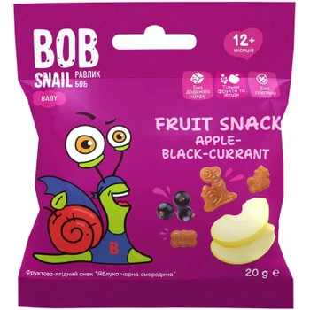 Детские снеки Bob Snail фруктовая яблоко-черная смородина 20 г (1740854)