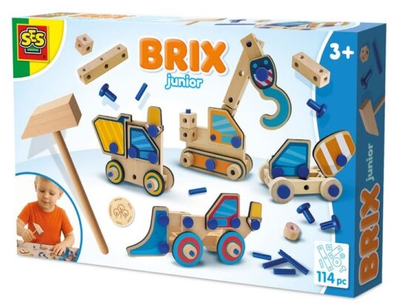 Дерев’яні кубики SES Creative Brix junior Будівельна техніка 14071 40717 (8710341140717)