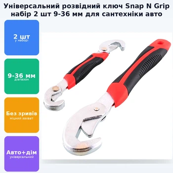 Универсальный гаечный разводной ключ для сантехников авто инженеров Snap N Grip набор 2 шт