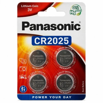 Батарейки Panasonic CR2025 3V литиевые 4 шт 20×2.5 мм – кнопочные элементы питания Lithium Coin