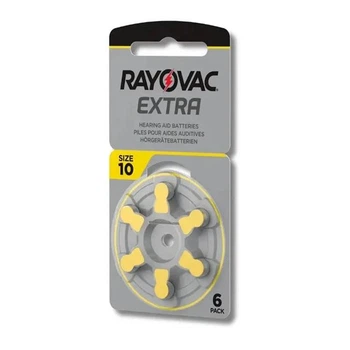 Батарейки для слуховых аппаратов Rayovac Extra ZA10 (PR70) 1.45V Zinc Air 6 шт 5.74×3.45 мм – воздушно-цинковые элементы питания