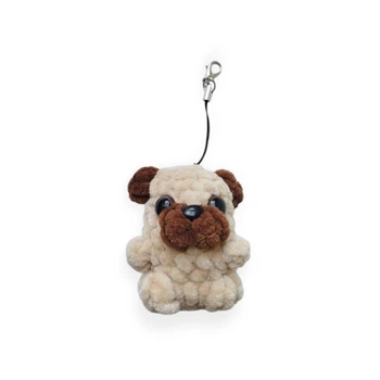 Мягкий вязаный брелок мопс бежевый (OL-0013)