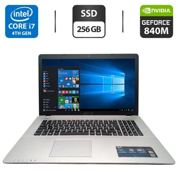 Ноутбук Asus X750L / 17.3" (1600x900) TN / Intel Core i7-4500U (2 (4) ядра по 1.8 - 3.0 GHz) / 8 GB DDR3 / 256 GB SSD / nVidia GeForce 840M, 2 GB GDDR3, 64-bit / WebCam / DVD-ROM б/в