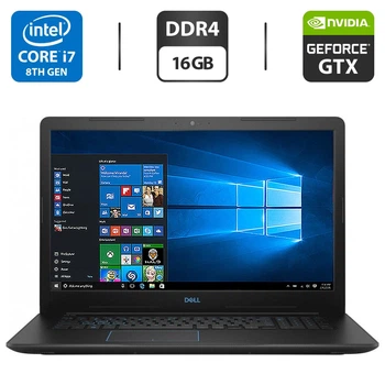 Игровой ноутбук Dell G3 17 3779 / 17.3" (1920x1080) IPS / Intel Core i7-8750H (6 (12) ядра по 2.2 - 4.1 GHz) / 16 GB DDR4 / 128 GB SSD + 1000 GB HDD / nVidia GeForce GTX 1060, 6 GB GDDR5, 192-bit / WebCam б/у