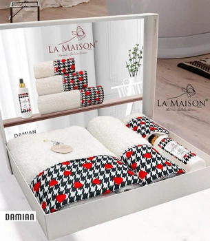 Подарочный набор полотенец La Maison 3 шт Damian Белый (30х50, 50х90, 70х140) + аромат