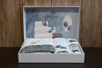 Подарочный набор полотенец La Maison 3 шт Tery Белый (30х50, 50х90, 70х140) + аромат