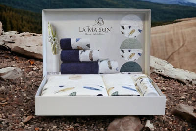 Подарочный набор полотенец La Maison 3 шт Vera Ekru Кремовый (30х50, 50х90, 70х140) + аромат