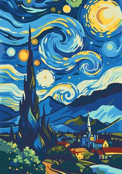 Картина по номерам "The Starry Night" Riviera Blanca 28x40 см RB-1115
