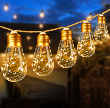 Уличный и домашний LED светильник Sunlamp 8 м + 2 м, 20 ламп по 10 LED, 220V, IP65, теплый свет, с пультом и 8 режимами