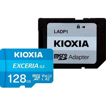 Карта памяти Kioxia microSDXC Exceria G3 128GB Class 10 UHS-I U3 V30 + SD Adapter (LMEX3L128GG2) [163980]