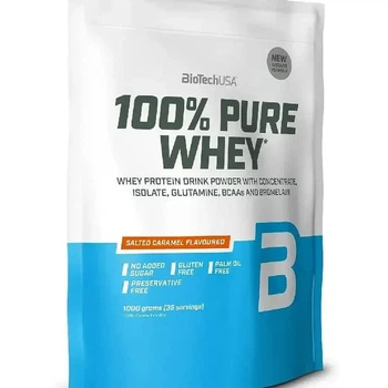 Сывороточный протеин 100% Pure Whey BioTech, соленая карамель, 1 кг
