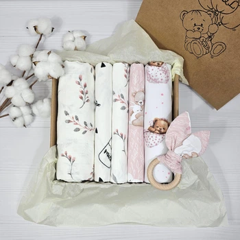 Набор пеленок для новорожденных с грызуном a.l.babybox Сладкие объятия Разноцветные