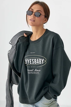 Теплый спортивный свитшот Lurex Темный серый One Size (30509)