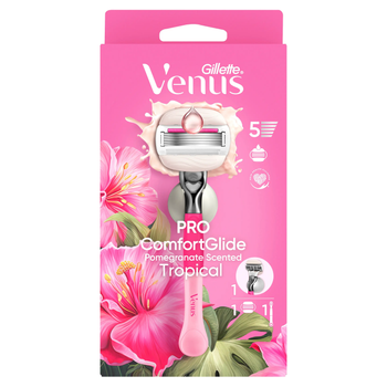 Станок для бритья (бритва) Gillette Venus Pro ComfortGlide Tropical 5 лезвий (1 ручка + 1 сменный картридж + настенное крепление)