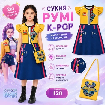 Сукня Румі RUMI K-POP Мисливиці на демонів Demon Hunters з сумочкою 2в1 для дівчинки розмір 120