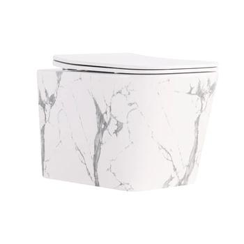 Унитаз подвесной Tern Ultra Quiet 490×365×325 мм, Marble, с сиденьем Slim Duroplast / Soft-close / Quick Release QT17332303ASMR Qtap