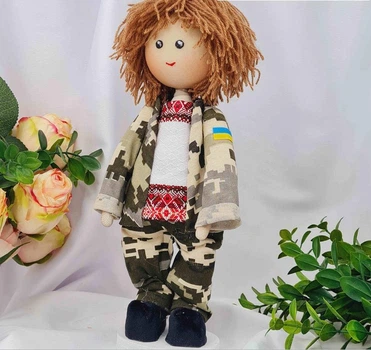 Українська лялька подарункова Prezent Хлопчик Українець у формі та вишиванці червоній 27 см