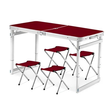 Стіл-валіза складна посилена для пікніка Folding Table з чотирма стільцями, Коричневий