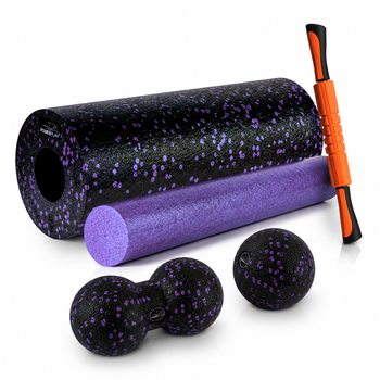 Масажний набір PowerPlay PP_4015 EPP Foam Roller Set 4in1 (2-ва роли + 2-ва м'ячі) Чорно-Фіолетовий