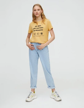 Футболка Pull & Bear блідо-жовтий з принтом CKIYY870 M