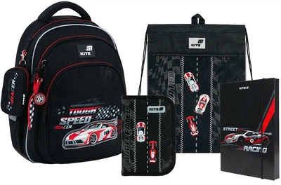 Рюкзак шкільний + пенал-книжка + сумка + папка для зошитів Kite Education Speed Racer K26-763S-2