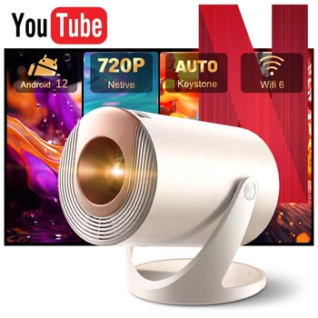 Проектор Q310 Smart Projector Android 12 WiFi Bluetooth HD 720P домашний кинотеатр Auto Keystone 210° Mini Portable LED Projector для телефона ноутбука PS5 TV приставки YouTube Netflix HDMI USB 150 дюймов White
