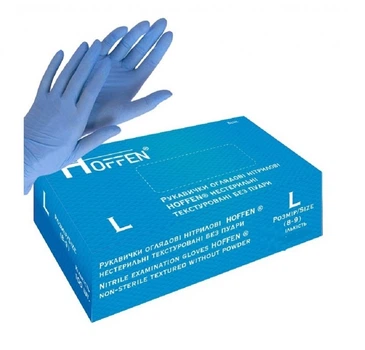 Перчатки нитриловые Hoffen без пудры L (3700000089131)