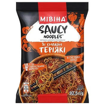 Вермішель Мівіна Saucy noodles зі смаком Теріякі із паростками бамбуку швидкого приготування 92.5 г. (8445292214445)