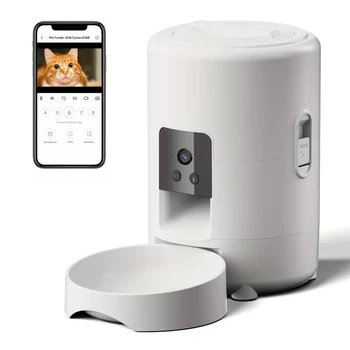 Умная автоматическая кормушка для кошек и собак PAP-V06W / Wi-Fi / 2 л / HD-камера / USB / управление через iOS и Android / таймер и мониторинг