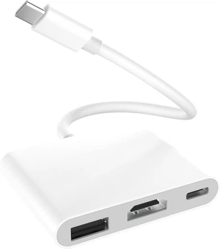 USB-C HDMI адаптер 3в1 для iPhone 15/16, 100W, 4K, USB 3.1 AV-31
