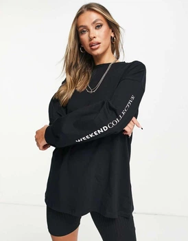 Лонгслів ASOS Weekend Collective Oversized W Чорний M 109174129
