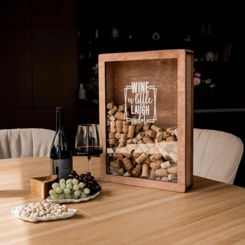 Коробка для винных пробок рaзмeр M (28x41) см цвет пекан подарок для дома Wine a Little Laugh a Lot