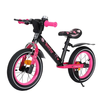 Беговел TILLY BALANCE Monster 12" двухколесный с механическими тормозами, с надувными колесами розовый (T-212529Crimson)
