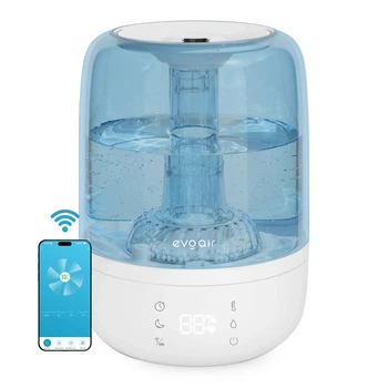 Ультразвуковий зволожувач повітря Evoair LUNO Smart Wi-Fi White/Blue (2.5 л, 150 мл/год, Гігростат, Нічний режим)