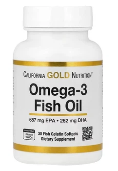 Омега-3 рыбий жир California Gold Nutrition 30 капсул из рыбьего желатина (1250 мг в 1 капсуле)