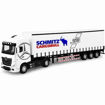 Детская игрушечная фура Mercedes-Benz Actros с прицепом Schmitz металлическая инерционная модель грузовика свет звук 31 см